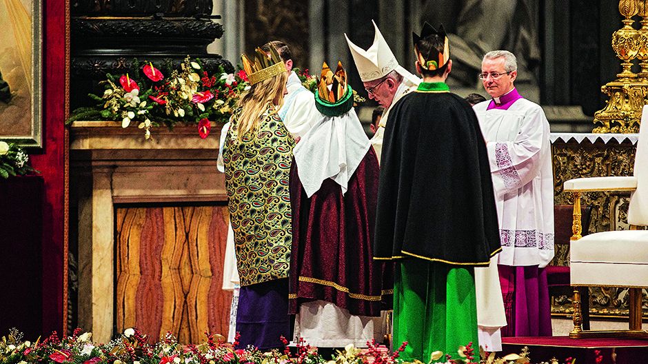 Città' del Vaticano, 01-01-2017. 
La Santa Messa presieduta dal Santo Padre papa Francesco nella solennità' di Maria Santissima Madre di Dio nella Giornata Mondiale della Pace.